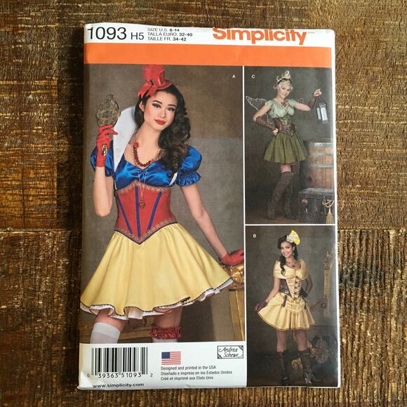 Simplicity Sewing Pattern 1093 Steampunk Victorian Sexy Princess Mini 6-14 UNCUT - Picture 1 of 2